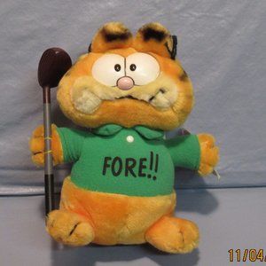 Vintage Dakin 9" Garfield Golf FORE Cat Plush Stuffed Animal 1978 1981 with Tag